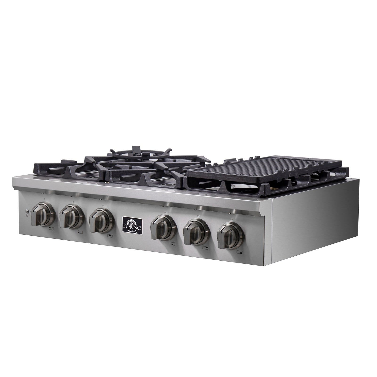 FORNO - Spezia 36-Inch Gas Rangetop, 6 Burners. Wok Ring and Grill/Griddle in Stainless Steel | FCTGS5751-36 FORNO - Spezia 36-Inch Gas Rangetop, 6 Burners. Wok Ring and Grill/Griddle in Stainless Steel | FCTGS5751-36