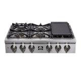 FORNO - Spezia 36-Inch Gas Rangetop, 6 Burners. Wok Ring and Grill/Griddle in Stainless Steel | FCTGS5751-36 FORNO - Spezia 36-Inch Gas Rangetop, 6 Burners. Wok Ring and Grill/Griddle in Stainless Steel | FCTGS5751-36
