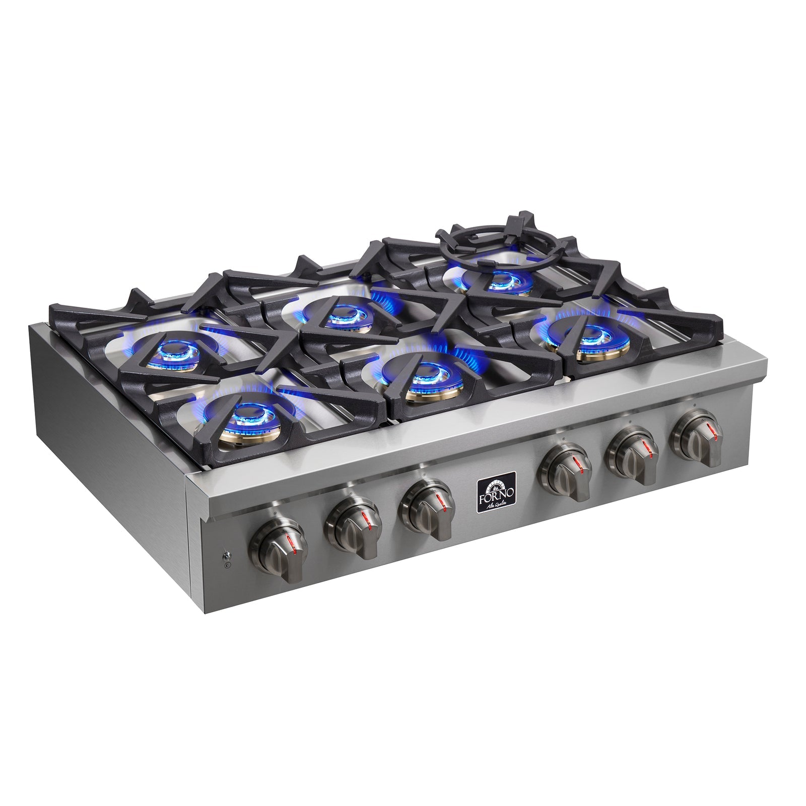 FORNO - Spezia 36-Inch Gas Rangetop, 6 Burners. Wok Ring and Grill/Griddle in Stainless Steel | FCTGS5751-36 FORNO - Spezia 36-Inch Gas Rangetop, 6 Burners. Wok Ring and Grill/Griddle in Stainless Steel | FCTGS5751-36