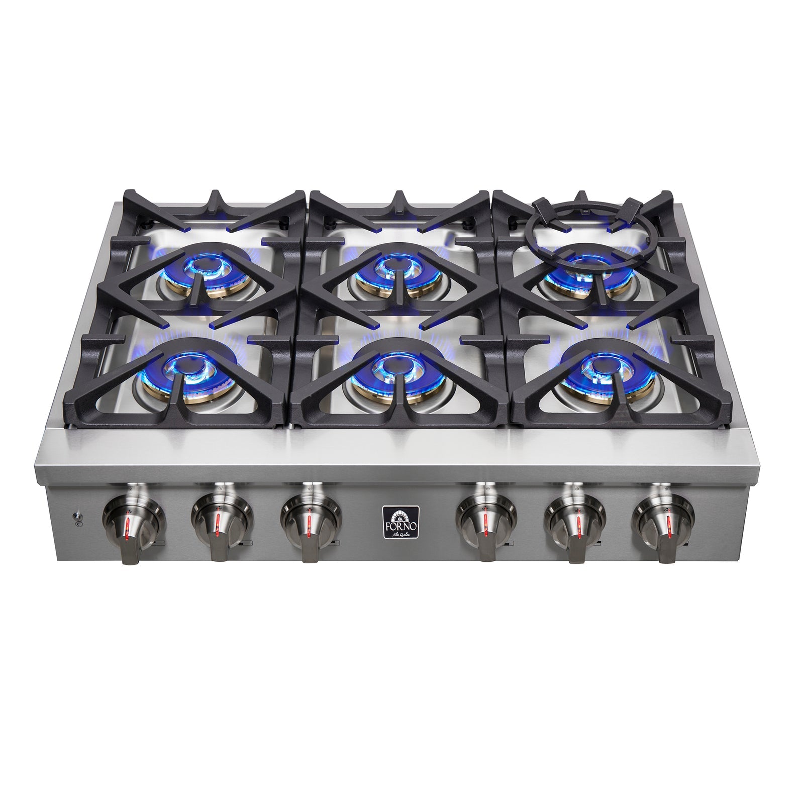 FORNO - Spezia 36-Inch Gas Rangetop, 6 Burners. Wok Ring and Grill/Griddle in Stainless Steel | FCTGS5751-36 FORNO - Spezia 36-Inch Gas Rangetop, 6 Burners. Wok Ring and Grill/Griddle in Stainless Steel | FCTGS5751-36