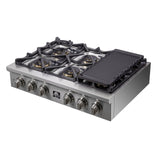 FORNO - Spezia 36-Inch Gas Rangetop, 6 Burners. Wok Ring and Grill/Griddle in Stainless Steel | FCTGS5751-36 FORNO - Spezia 36-Inch Gas Rangetop, 6 Burners. Wok Ring and Grill/Griddle in Stainless Steel | FCTGS5751-36