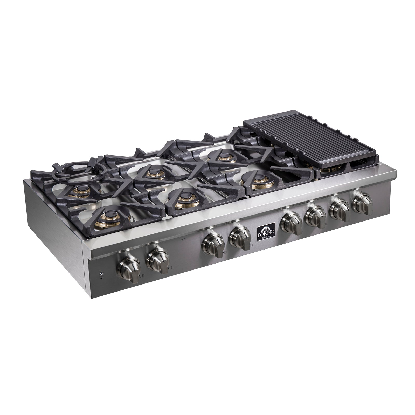 FORNO - Spezia 48-Inch Gas Rangetop, 8 Burners, Wok Ring and Grill/Griddle in Stainless Steel FORNO - Spezia 48-Inch Gas Rangetop, 8 Burners, Wok Ring and Grill/Griddle in Stainless Steel