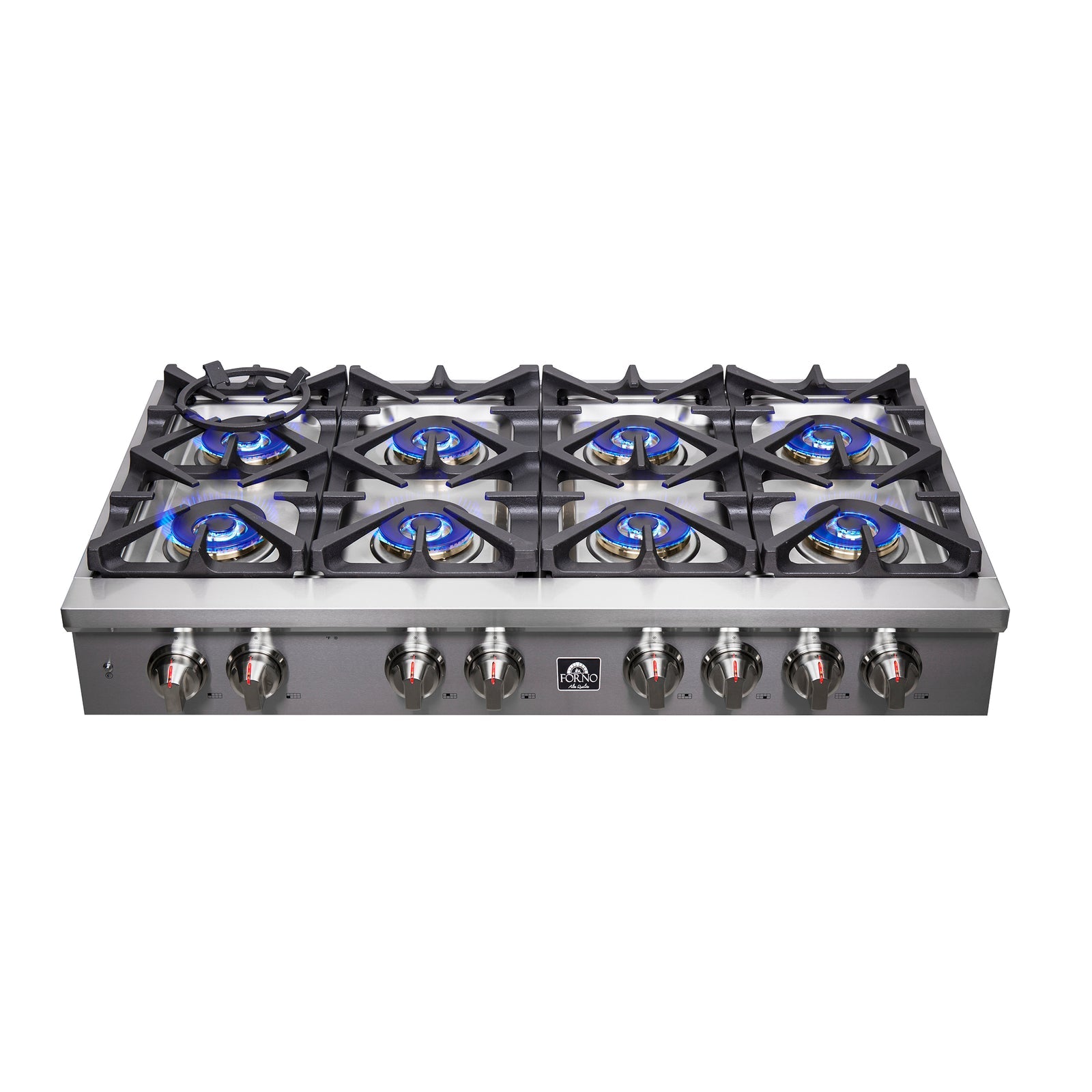 FORNO - Spezia 48-Inch Gas Rangetop, 8 Burners, Wok Ring and Grill/Griddle in Stainless Steel FORNO - Spezia 48-Inch Gas Rangetop, 8 Burners, Wok Ring and Grill/Griddle in Stainless Steel