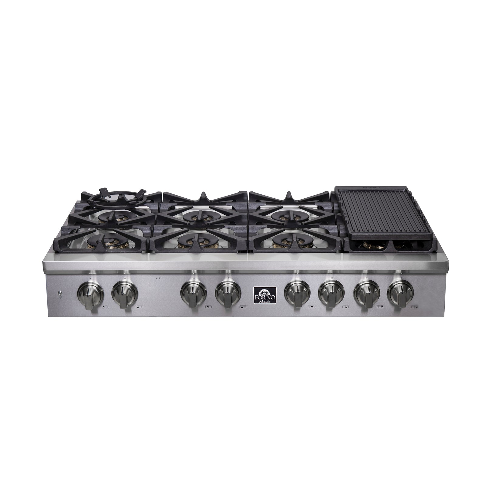 FORNO - Spezia 48-Inch Gas Rangetop, 8 Burners, Wok Ring and Grill/Griddle in Stainless Steel FORNO - Spezia 48-Inch Gas Rangetop, 8 Burners, Wok Ring and Grill/Griddle in Stainless Steel