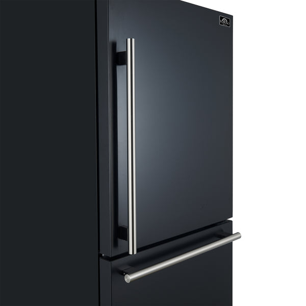 Forno - 31" Milano Espresso Bottom Freezer Right Swing Door Refrigerator in Black, 17.2 cu. ft. Additionnal Antique Brass Handles Included - FFFFD1785-31BLK Forno - 31" Milano Espresso Bottom Freezer Right Swing Door Refrigerator in Black, 17.2 cu. ft. Additionnal Antique Brass Handles Included - FFFFD1785-31BLK