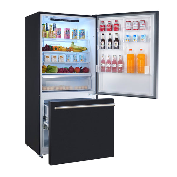 Forno - 31" Milano Espresso Bottom Freezer Right Swing Door Refrigerator in Black, 17.2 cu. ft. Additionnal Antique Brass Handles Included - FFFFD1785-31BLK Forno - 31" Milano Espresso Bottom Freezer Right Swing Door Refrigerator in Black, 17.2 cu. ft. Additionnal Antique Brass Handles Included - FFFFD1785-31BLK