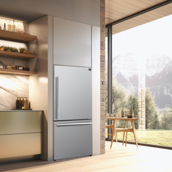 Forno - 31" Milano Espresso Bottom Freezer Right Swing Door Refrigerator in Stainless Steel, 17.2 cu. ft - FFFFD1785-31S Forno - 31" Milano Espresso Bottom Freezer Right Swing Door Refrigerator in Stainless Steel, 17.2 cu. ft - FFFFD1785-31S