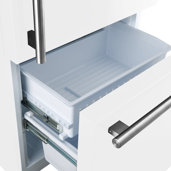 Forno - 31" Milano Espresso Bottom Freezer Right Swing Door Refrigerator in White, 17.2 cu. ft. Additionnal Antique Brass Handles Included - FFFFD1785-31WHT Forno - 31" Milano Espresso Bottom Freezer Right Swing Door Refrigerator in White, 17.2 cu. ft. Additionnal Antique Brass Handles Included - FFFFD1785-31WHT