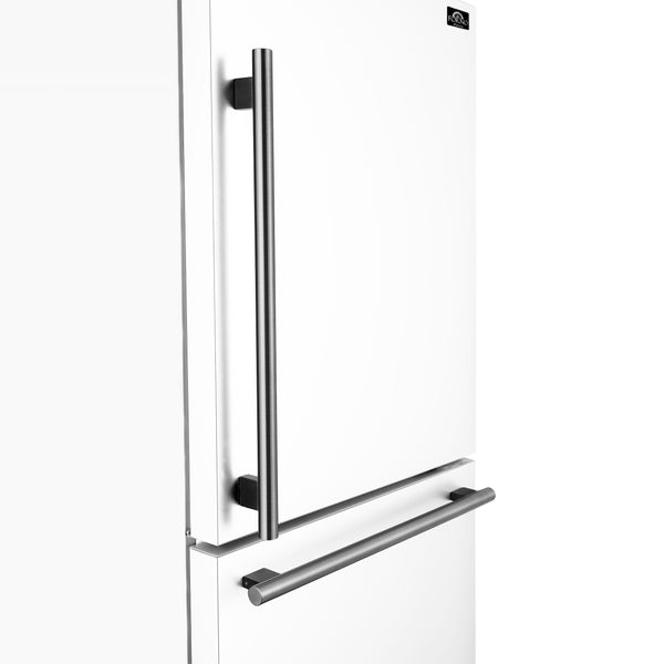 Forno - 31" Milano Espresso Bottom Freezer Right Swing Door Refrigerator in White, 17.2 cu. ft. Additionnal Antique Brass Handles Included - FFFFD1785-31WHT Forno - 31" Milano Espresso Bottom Freezer Right Swing Door Refrigerator in White, 17.2 cu. ft. Additionnal Antique Brass Handles Included - FFFFD1785-31WHT