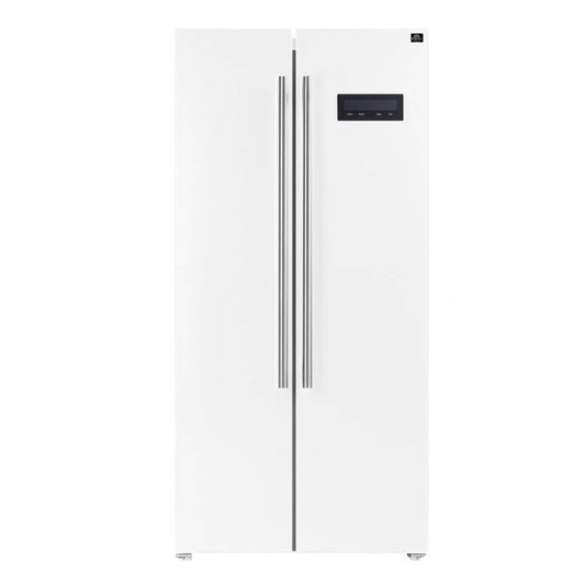 FORNO -  Salerno Espresso 33-inch Side-by-Side 15.6 Cu.Ft. White Refrigerator Additional Stainless steel Handles Included