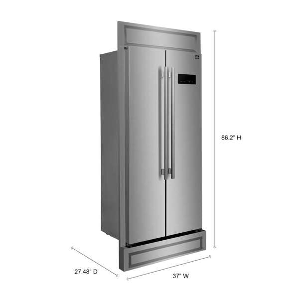 FORNO - Forno Salerno 33" Built-in Stainless Steel Refrigerator 15.6 cu. ft - With Modern Decorative Grill - 37" Wide | FFRBI1805-37MG FORNO - Forno Salerno 33" Built-in Stainless Steel Refrigerator 15.6 cu. ft - With Modern Decorative Grill - 37" Wide | FFRBI1805-37MG