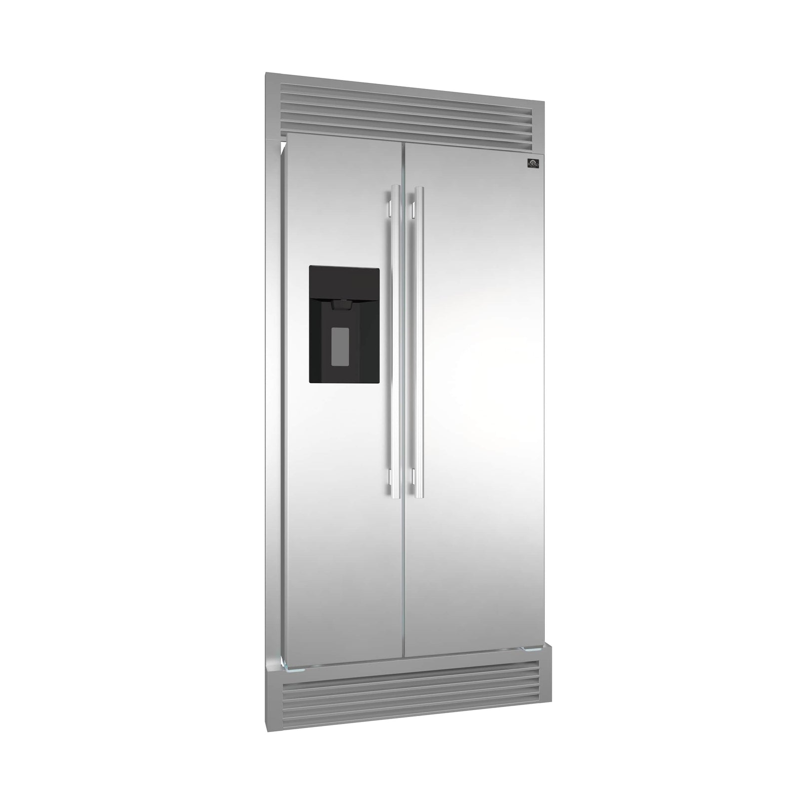 FORNO - 36-Inch Built-In Side by Side French Door Refrigerator with Decorative Grill in Stainless Steel FORNO - 36-Inch Built-In Side by Side French Door Refrigerator with Decorative Grill in Stainless Steel