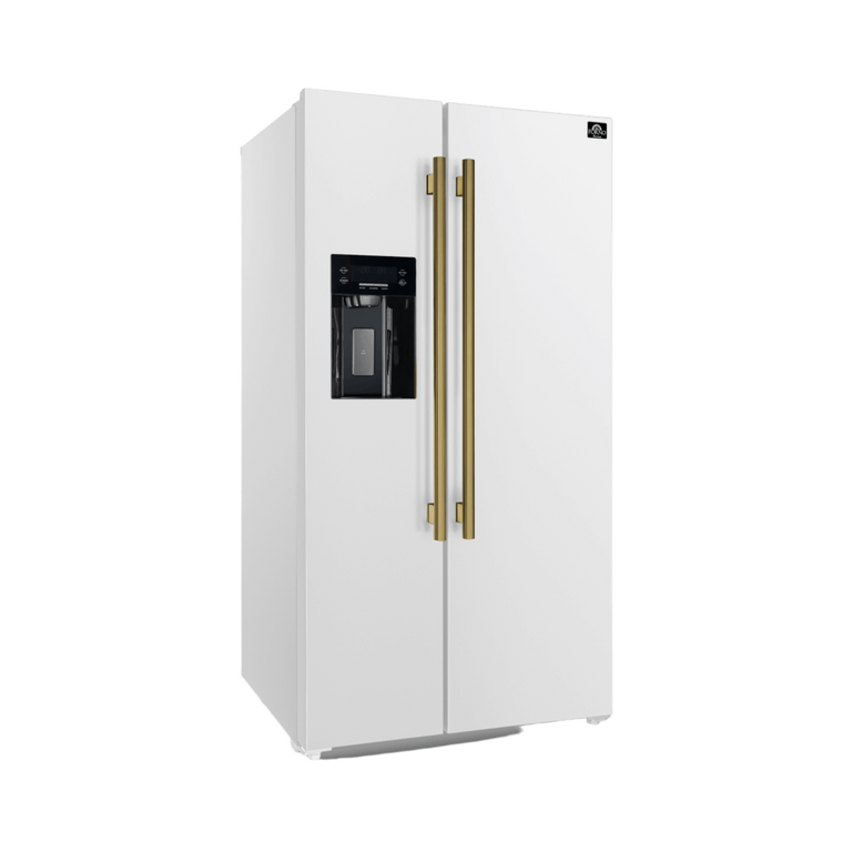 Forno - Salerno 36" Side by Side 20 Cu.Ft Stainless Steel Refrigerator with Ice Maker WHITE - FFRBI1844-36WHT Forno - Salerno 36" Side by Side 20 Cu.Ft Stainless Steel Refrigerator with Ice Maker WHITE - FFRBI1844-36WHT