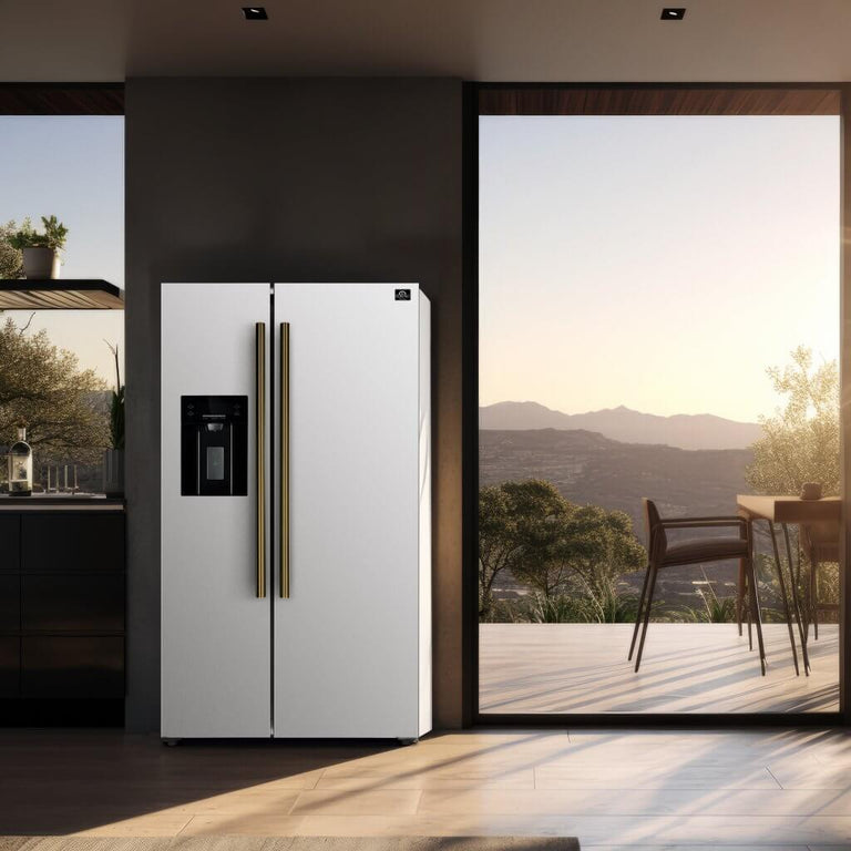 Forno - Salerno 36" Side by Side 20 Cu.Ft Stainless Steel Refrigerator with Ice Maker WHITE - FFRBI1844-36WHT Forno - Salerno 36" Side by Side 20 Cu.Ft Stainless Steel Refrigerator with Ice Maker WHITE - FFRBI1844-36WHT