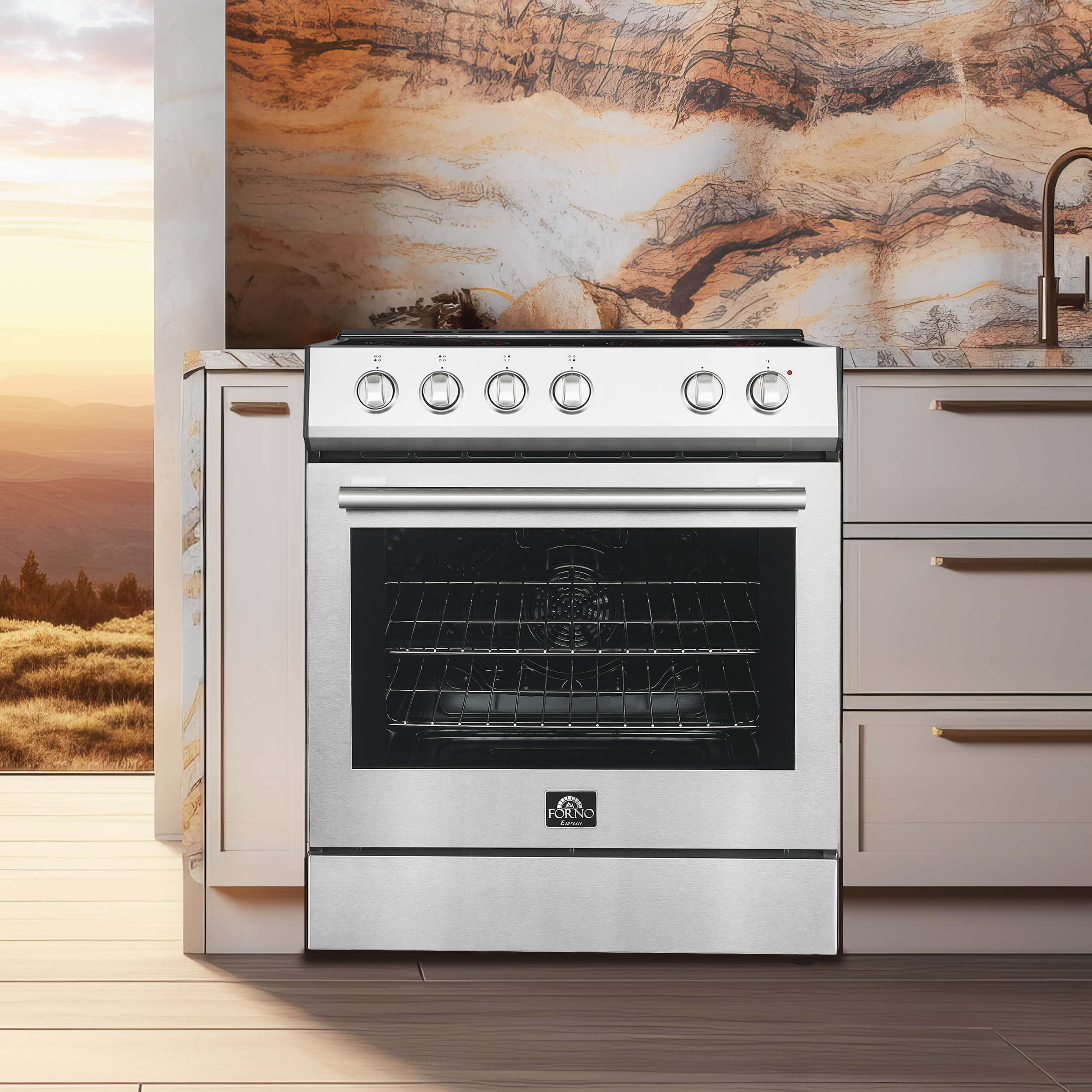 FORNO - Leonardo Espresso 30-Inch Electric Range with 5.0 cu. Ft. Electric Oven - Stainless Steel FORNO - Leonardo Espresso 30-Inch Electric Range with 5.0 cu. Ft. Electric Oven - Stainless Steel