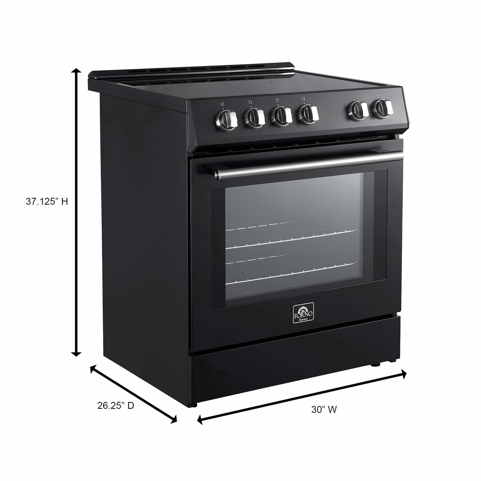 FORNO - Leonardo Espresso 30-Inch Electric Range with 5.0 cu. Ft. Electric Oven - Black FORNO - Leonardo Espresso 30-Inch Electric Range with 5.0 cu. Ft. Electric Oven - Black