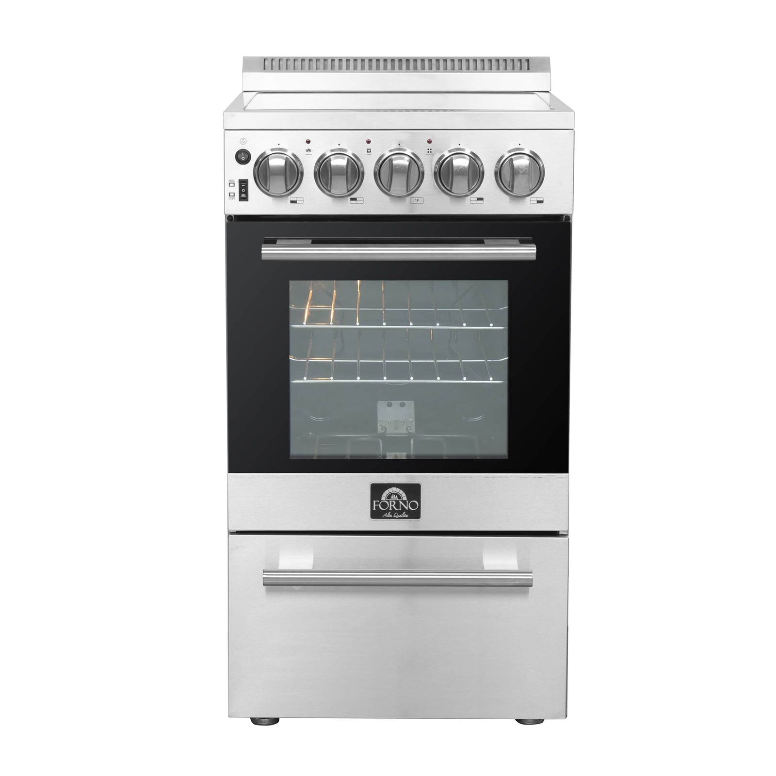 FORNO - 20-Inch Pallerano Electric Range with 4 Burners in Stainless Steel FORNO - 20-Inch Pallerano Electric Range with 4 Burners in Stainless Steel