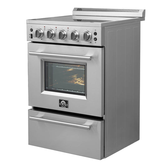 FORNO - 24-Inch Pro-Style Electric Range with 4 Burners in Stainless Steel