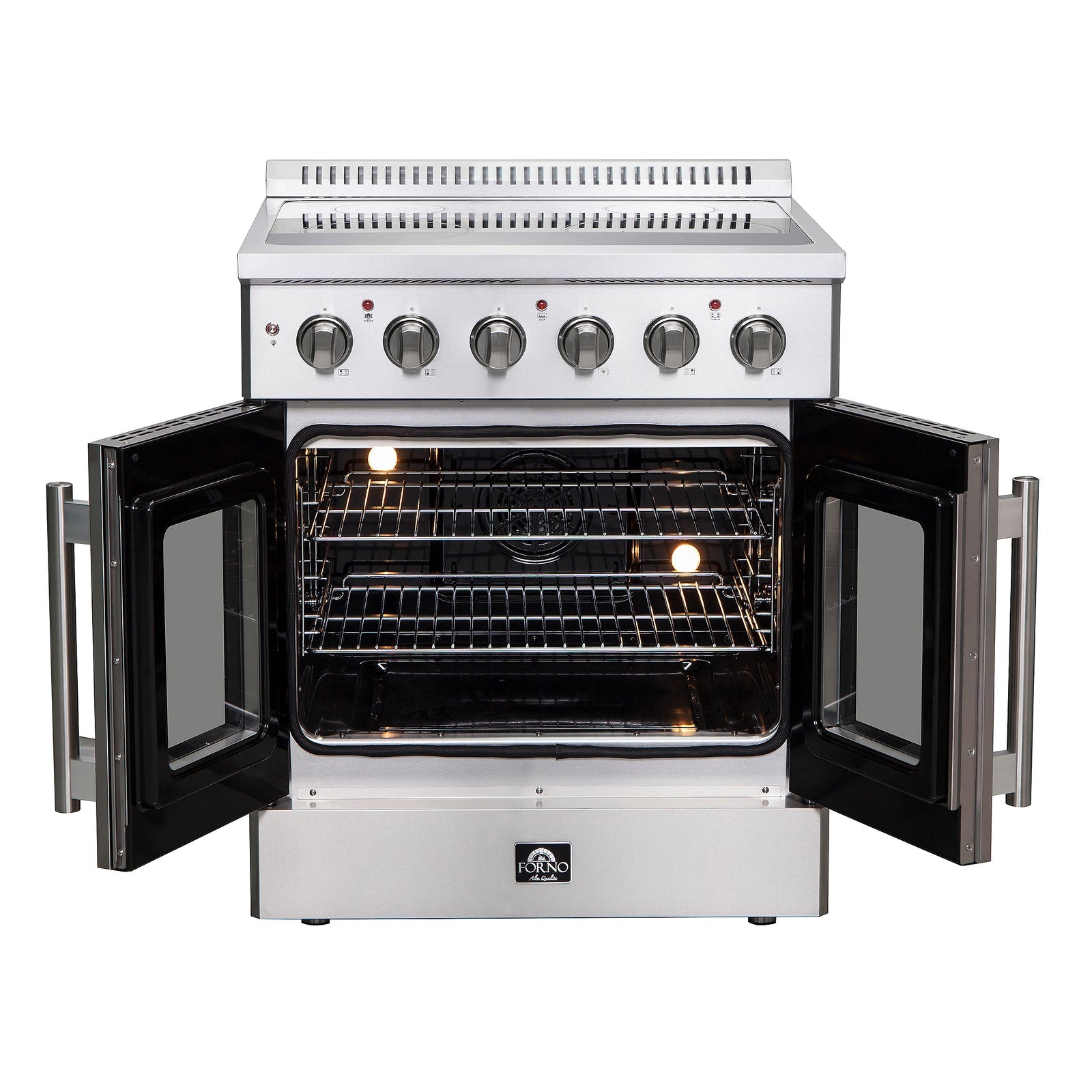 FORNO - Galiano 30-Inch French Door Electric Range with Convection Oven in Stainless Steel FORNO - Galiano 30-Inch French Door Electric Range with Convection Oven in Stainless Steel