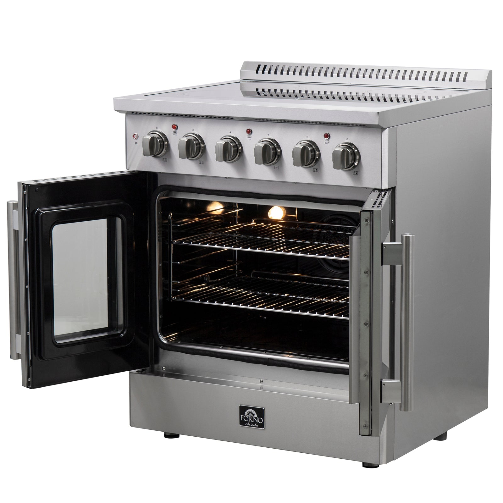 FORNO - Galiano 30-Inch French Door Electric Range with Convection Oven in Stainless Steel FORNO - Galiano 30-Inch French Door Electric Range with Convection Oven in Stainless Steel