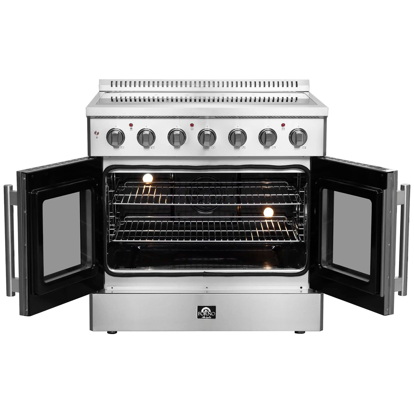 FORNO - Galiano 36-Inch French Door Electric Range with Convection Oven in Stainless Steel | FFSEL6917-36 FORNO - Galiano 36-Inch French Door Electric Range with Convection Oven in Stainless Steel | FFSEL6917-36
