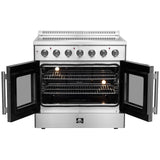 FORNO - Galiano 36-Inch French Door Electric Range with Convection Oven in Stainless Steel | FFSEL6917-36 FORNO - Galiano 36-Inch French Door Electric Range with Convection Oven in Stainless Steel | FFSEL6917-36