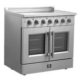 FORNO - Galiano 36-Inch French Door Electric Range with Convection Oven in Stainless Steel | FFSEL6917-36 FORNO - Galiano 36-Inch French Door Electric Range with Convection Oven in Stainless Steel | FFSEL6917-36