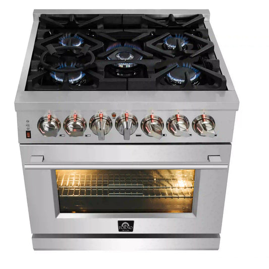 Forno - 30 in. Massimo 5 Burner Freestanding Dual Fuel Range in Stainless Steel - FFSGS6125-30