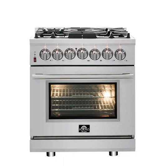 Forno - 30 in. Massimo 5 Burner Freestanding Dual Fuel Range in Stainless Steel - FFSGS6125-30