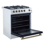 FORNO -  Forno Leonardo Espresso 30" White Gas Range, 5 Burners, 39 500 BTU, 5 cu.ft. Convection Oven | FFSGS1116-30WHT FORNO -  Forno Leonardo Espresso 30" White Gas Range, 5 Burners, 39 500 BTU, 5 cu.ft. Convection Oven | FFSGS1116-30WHT