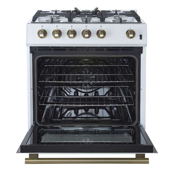 FORNO - Forno Leonardo Espresso 30" White Gas Range, 5 Burners, 39 500 BTU, 5 cu.ft. Convection Oven | FFSGS1116-30WHT FORNO - Forno Leonardo Espresso 30" White Gas Range, 5 Burners, 39 500 BTU, 5 cu.ft. Convection Oven | FFSGS1116-30WHT