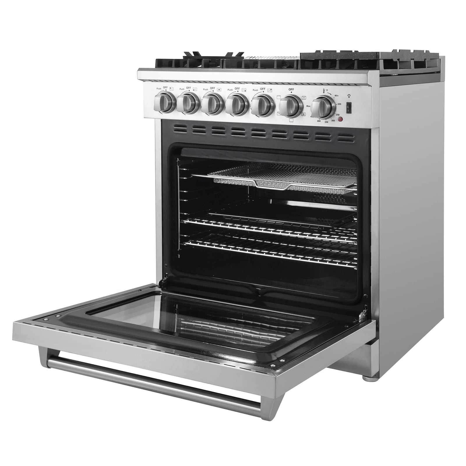 FORNO - Lazio 30-Inch Dual Fuel Range with 5 Sealed Burner in Stainless Steel with Air Fryer & Reversible Griddle FORNO - Lazio 30-Inch Dual Fuel Range with 5 Sealed Burner in Stainless Steel with Air Fryer & Reversible Griddle