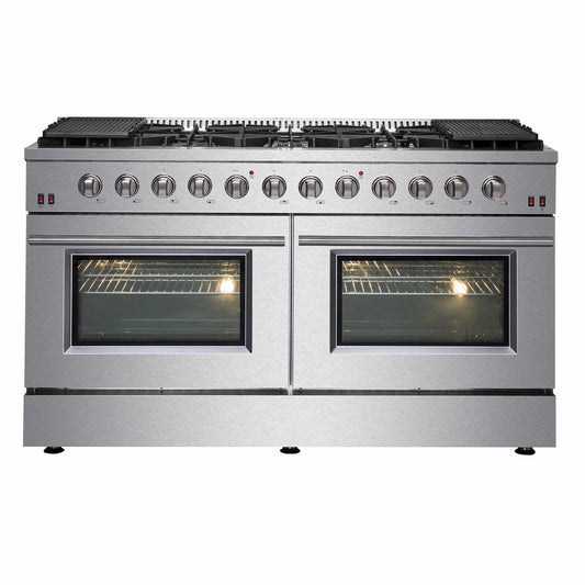 FORNO - Galiano 60-Inch Gas Range with 10 Burners in Stainless Steel - FFSGS624460