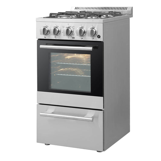 FORNO - 20-Inch Lamazze Gas Range with 4 Burners and 21,200 BTUs in Stainless Steel