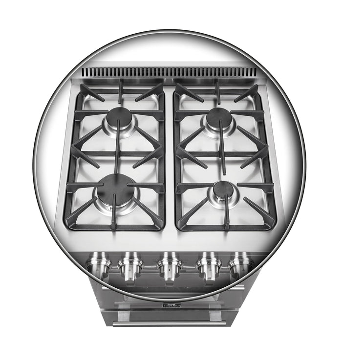 Forno - 24-Inch Gas Range with 4 Burners and 38,000 BTUs in Stainless Steel | FFSGS6272-24 Forno - 24-Inch Gas Range with 4 Burners and 38,000 BTUs in Stainless Steel | FFSGS6272-24
