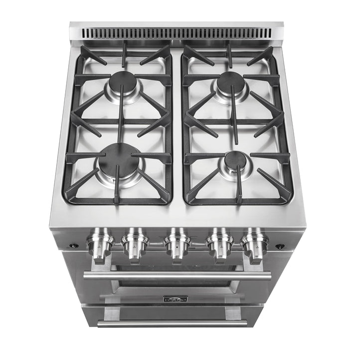 Forno - 24-Inch Gas Range with 4 Burners and 38,000 BTUs in Stainless Steel | FFSGS6272-24 Forno - 24-Inch Gas Range with 4 Burners and 38,000 BTUs in Stainless Steel | FFSGS6272-24