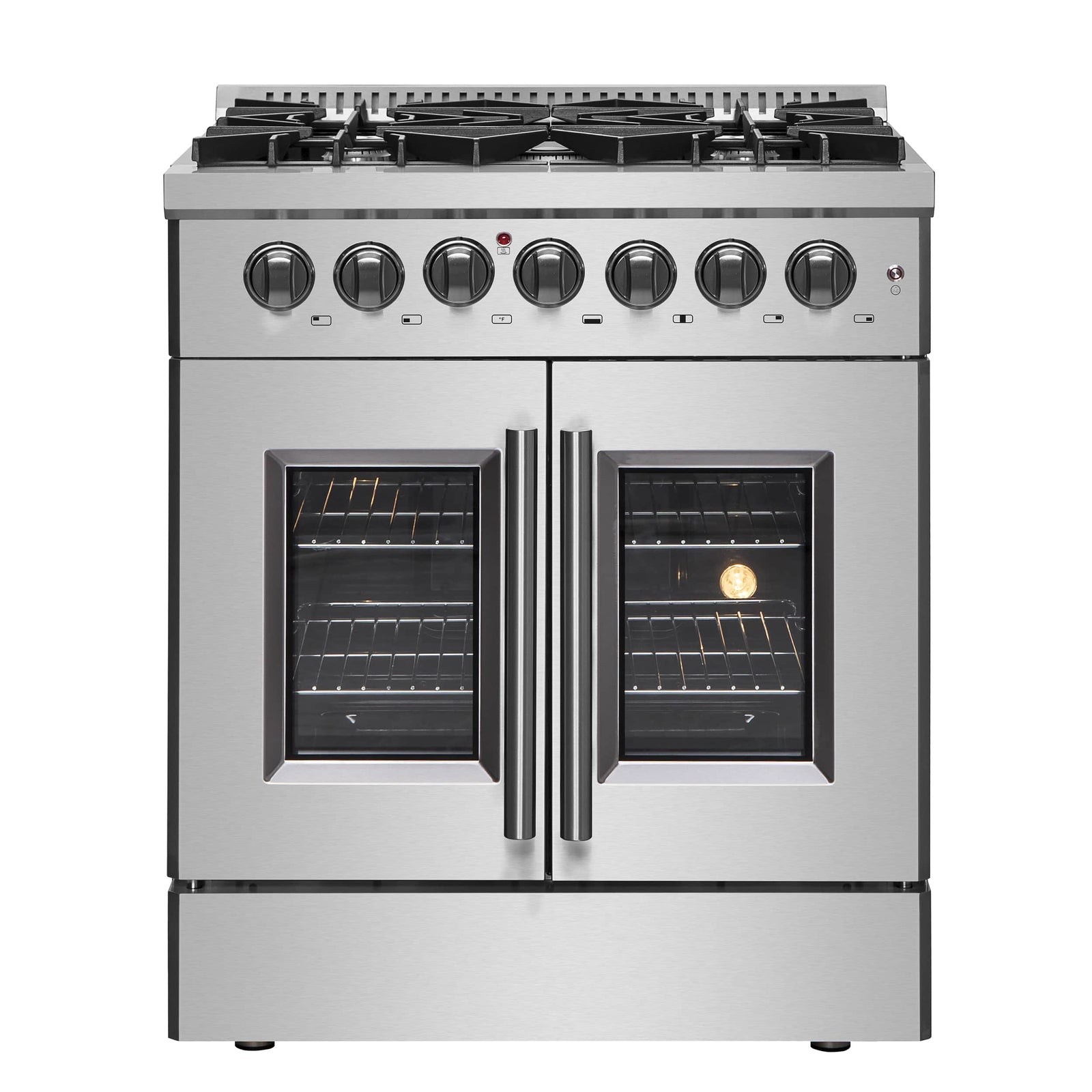 FORNO - 30-Inch Galiano Freestanding French Door Dual Fuel Range with 5 Burners and 68,000 BTUs in Stainless Steel FORNO - 30-Inch Galiano Freestanding French Door Dual Fuel Range with 5 Burners and 68,000 BTUs in Stainless Steel