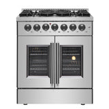 FORNO - 30-Inch Galiano Freestanding French Door Dual Fuel Range with 5 Burners and 68,000 BTUs in Stainless Steel FORNO - 30-Inch Galiano Freestanding French Door Dual Fuel Range with 5 Burners and 68,000 BTUs in Stainless Steel