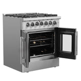 FORNO - 30-Inch Galiano Freestanding French Door Dual Fuel Range with 5 Burners and 68,000 BTUs in Stainless Steel FORNO - 30-Inch Galiano Freestanding French Door Dual Fuel Range with 5 Burners and 68,000 BTUs in Stainless Steel