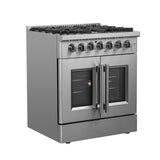 FORNO - 30-Inch Galiano Freestanding French Door Dual Fuel Range with 5 Burners and 68,000 BTUs in Stainless Steel FORNO - 30-Inch Galiano Freestanding French Door Dual Fuel Range with 5 Burners and 68,000 BTUs in Stainless Steel