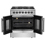 FORNO - 30-Inch Galiano Freestanding French Door Dual Fuel Range with 5 Burners and 68,000 BTUs in Stainless Steel FORNO - 30-Inch Galiano Freestanding French Door Dual Fuel Range with 5 Burners and 68,000 BTUs in Stainless Steel