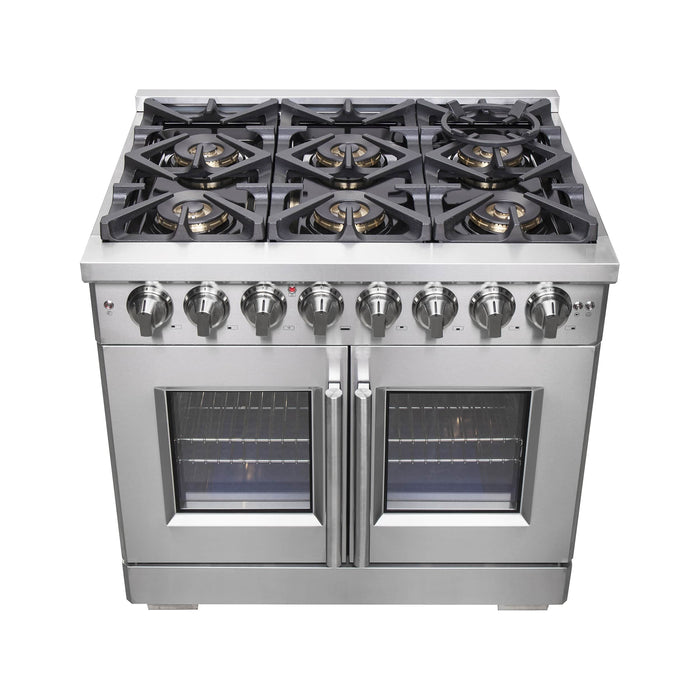 FORNO - 36-Inch Capriasca Freestanding French Door Dual Fuel Range with 6 Gas Burners, 120,000 BTUs & Electric Oven in Stainless Steel FORNO - 36-Inch Capriasca Freestanding French Door Dual Fuel Range with 6 Gas Burners, 120,000 BTUs & Electric Oven in Stainless Steel