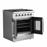 FORNO - 30-Inch Galiano Gas Range with 5 Gas Burners, 68,000 BTUs, & French Door Gas Oven in Stainless Steel FORNO - 30-Inch Galiano Gas Range with 5 Gas Burners, 68,000 BTUs, & French Door Gas Oven in Stainless Steel