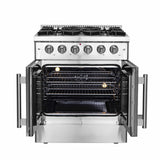 FORNO - 30-Inch Galiano Gas Range with 5 Gas Burners, 68,000 BTUs, & French Door Gas Oven in Stainless Steel FORNO - 30-Inch Galiano Gas Range with 5 Gas Burners, 68,000 BTUs, & French Door Gas Oven in Stainless Steel