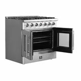 FORNO - 36-Inch Galiano Dual Fuel Range with 6 Gas Burners, 83,000 BTUs, & French Door Electric Oven in Stainless Steel FORNO - 36-Inch Galiano Dual Fuel Range with 6 Gas Burners, 83,000 BTUs, & French Door Electric Oven in Stainless Steel