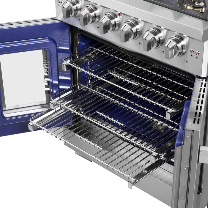 Forno 30-Inch Capriasca Gas Range with 5 Gas Burners, 100,000 BTUs, and French Door Gas Oven in Stainless Steel Forno 30-Inch Capriasca Gas Range with 5 Gas Burners, 100,000 BTUs, and French Door Gas Oven in Stainless Steel