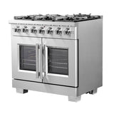 FORNO - 36-Inch Capriasca Gas Range with 6 Burners, 120,000 BTUs, & French Door Gas Oven in Stainless Steel FORNO - 36-Inch Capriasca Gas Range with 6 Burners, 120,000 BTUs, & French Door Gas Oven in Stainless Steel