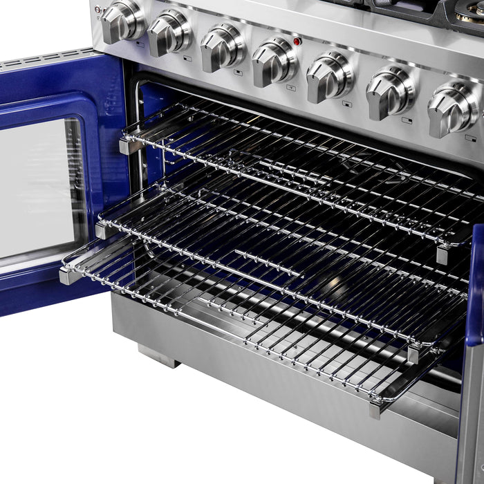 FORNO - 36-Inch Capriasca Gas Range with 6 Burners, 120,000 BTUs, & French Door Gas Oven in Stainless Steel FORNO - 36-Inch Capriasca Gas Range with 6 Burners, 120,000 BTUs, & French Door Gas Oven in Stainless Steel