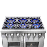 FORNO - 36-Inch Capriasca Gas Range with 6 Burners, 120,000 BTUs, & French Door Gas Oven in Stainless Steel FORNO - 36-Inch Capriasca Gas Range with 6 Burners, 120,000 BTUs, & French Door Gas Oven in Stainless Steel
