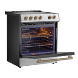 FORNO - 30" Leonardo Espresso Induction Range in Stainless Steel with Brass Handle FORNO - 30" Leonardo Espresso Induction Range in Stainless Steel with Brass Handle